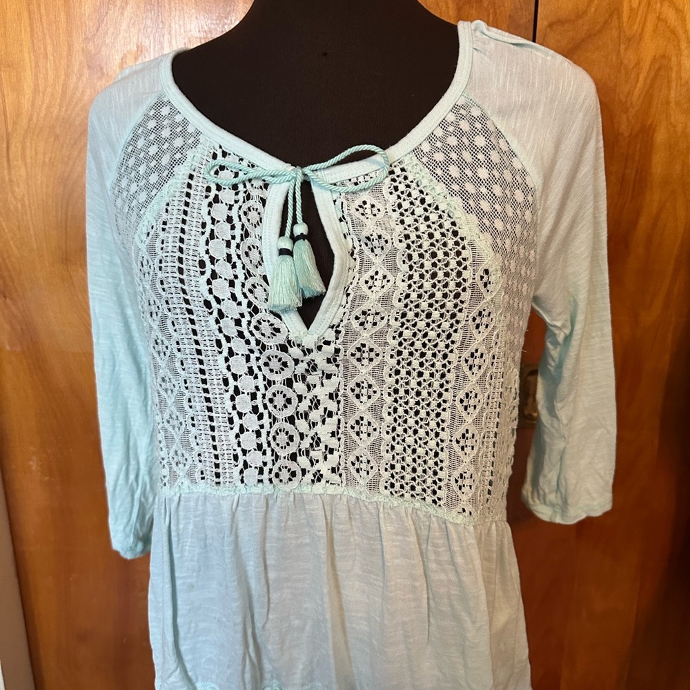 Hollister blue lace front top